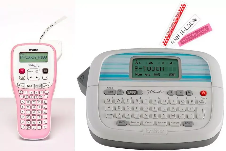 Brother es la marca líder en rotuladoras. PT-H100, $699 (izq.) PT-90, $579 (der.)