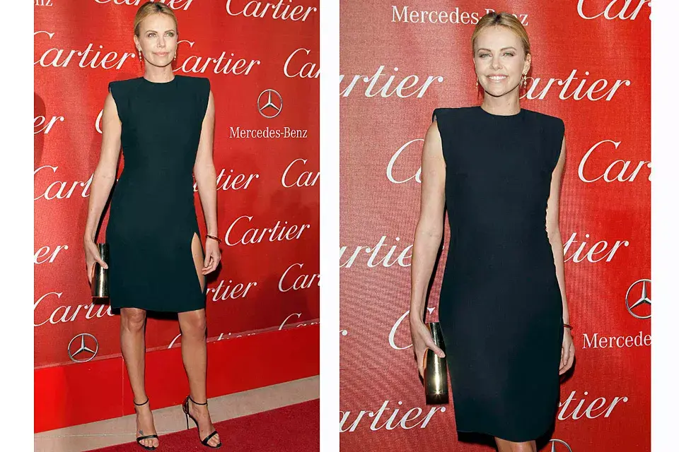 Sencilla y hermosa. Charlize Theron eligió este vestido de Lanvin. Nada como un little black dress bien elegido para estar elegantísima.
