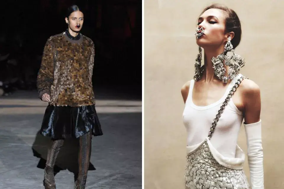 Givenchy fue una de las primeras firmas en incluir los septum sobre las pasarelas internacionales