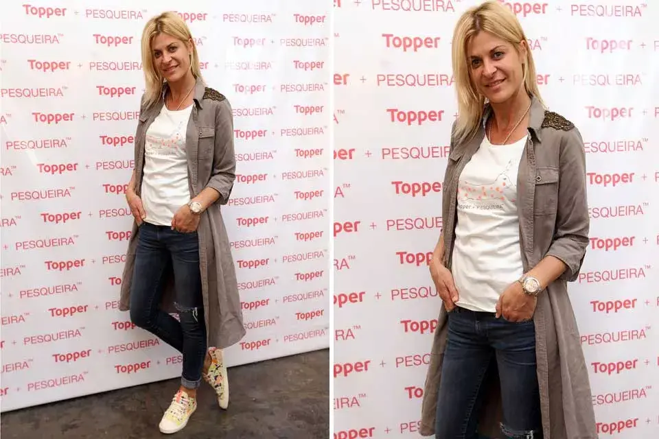 Eugenia Tobal con un outfit bien cómodo, ideal para cualquier salida de tarde con amigas. ¡Nos encantó esa especie de cami-saco con detalle en las hombreras!