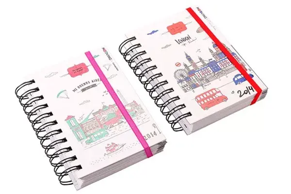 Agenda cosmopolita, con ilustraciones de Buenos Aires o Londres (Staples, $85)