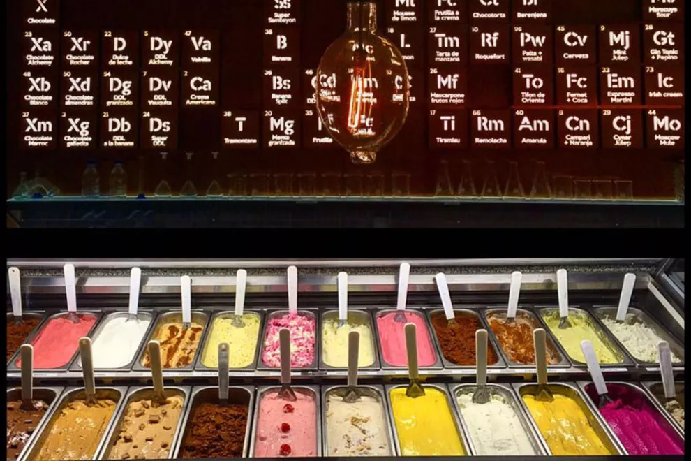 La tabla periódica de los elementos inspiró la cartelera de sabores para los helados de Alchemy