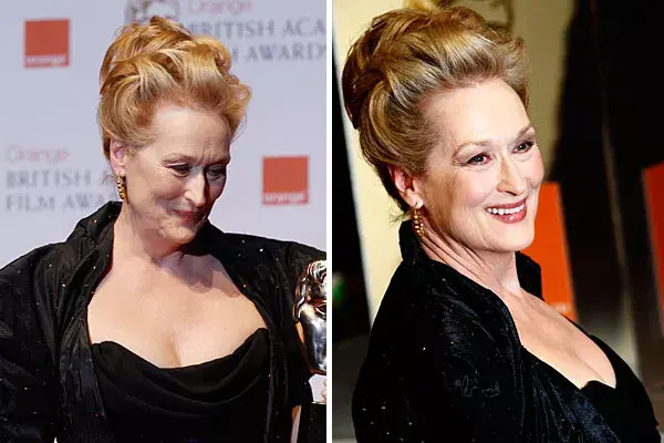 Meryl Streep, con un recogido con volumen, con mechas bien marcadas