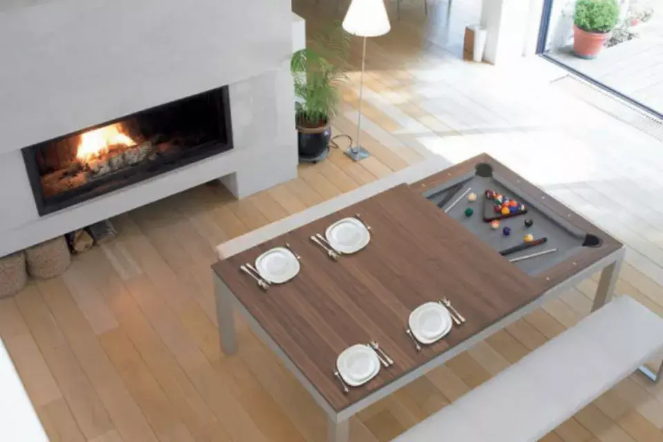 Dos en uno: mesa para comer y para jugar al pool