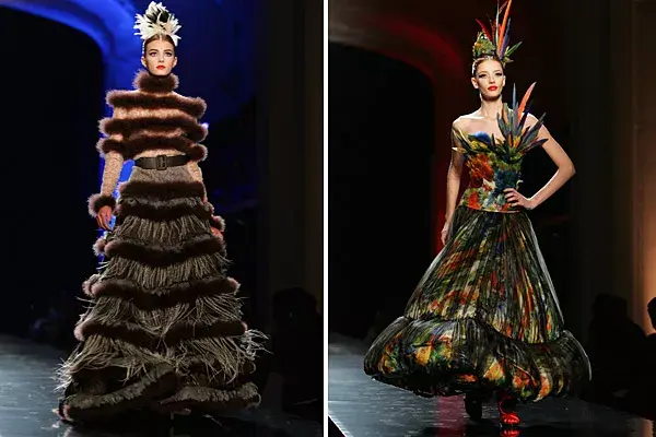 Una vez más,  Jean Paul Gaultier presentó diseños suntuosos, con detalles sofisticados; impresionante, el vestido con plumas que desfiló la modelo y bloguera de OHLALA! Milagros Schmoll