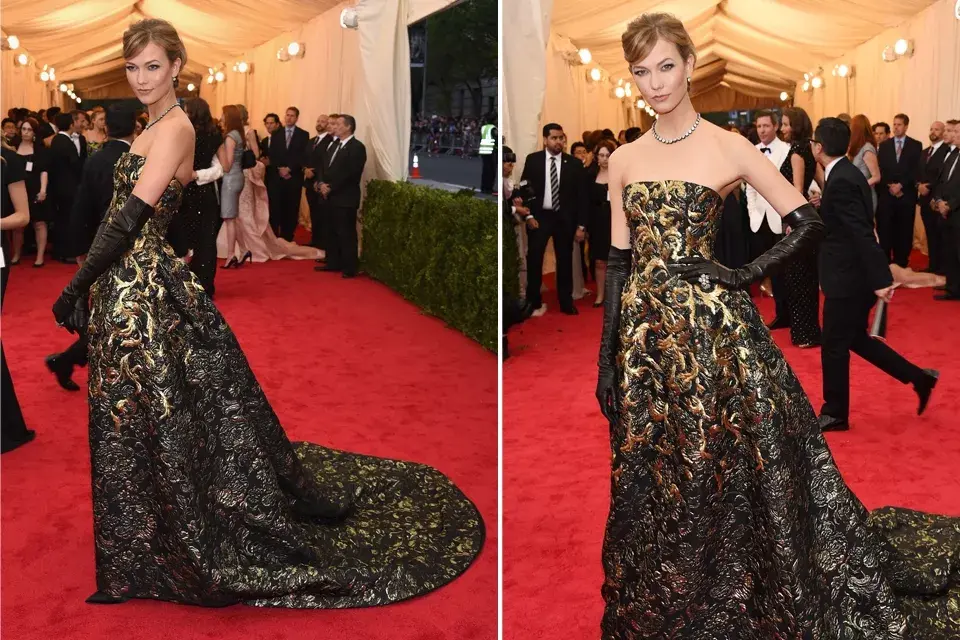 Karli Kloss parecía estar usando un vestido de Charles James más que uno de Oscar de la Renta