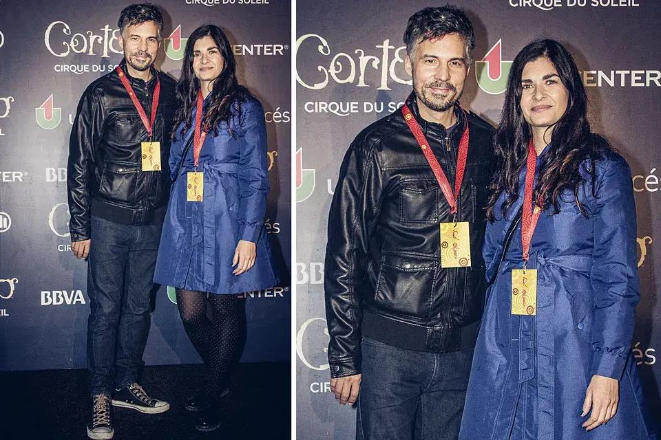 Federico Olivera y Soledad Villamil tampoco se perdieron Cirque Du Soleil. El, informal, con jeans, zapatillas y campera de cuero; ella, con un trench azul, medias con lunares y botitas