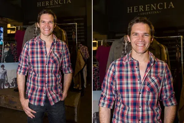 Juan Gil Navarro pasó a conocer el nuevo local de Herencia en Palermo. Eligió una camisa escocesa de la colección. ¡Galán en ascenso!
