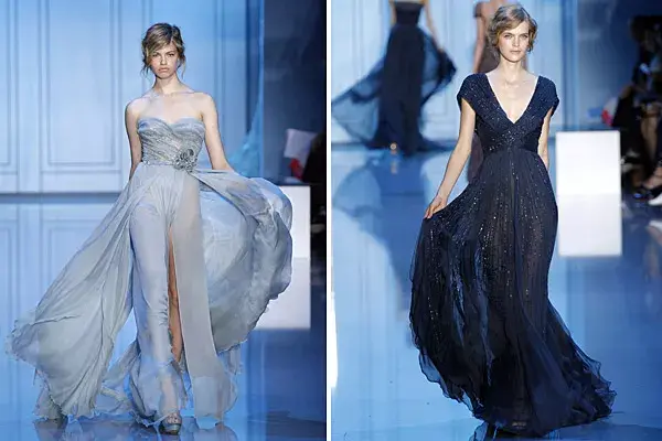 Fiel a su estilo, Elie Saab presentó diseños etéreos, vaporosos y muy románticos en una paleta en la que se destacaron los colores nudes, chocolate, celestes y azul
