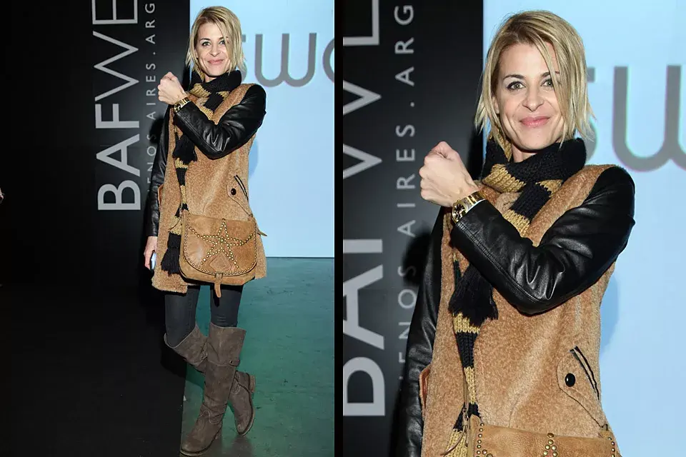 Eugenia Tobal eligió el negro y el marrón en sus diferentes tonos para la presentación de Swatch