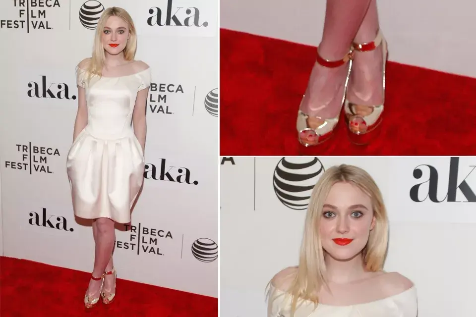 Dakota Fanning fue al Tribeca Film Festival para la premiere de la película Franny en Nueva York. Eligió un vestido corto blanco perlado con accesorios en dorado y labios en rojo. ¡Bastante bien!
