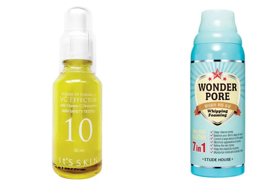 Izquierda: Power 10 formula VC effector de It´s Skin. Derecha: Wonder Pore Whipping Foam de Etude House