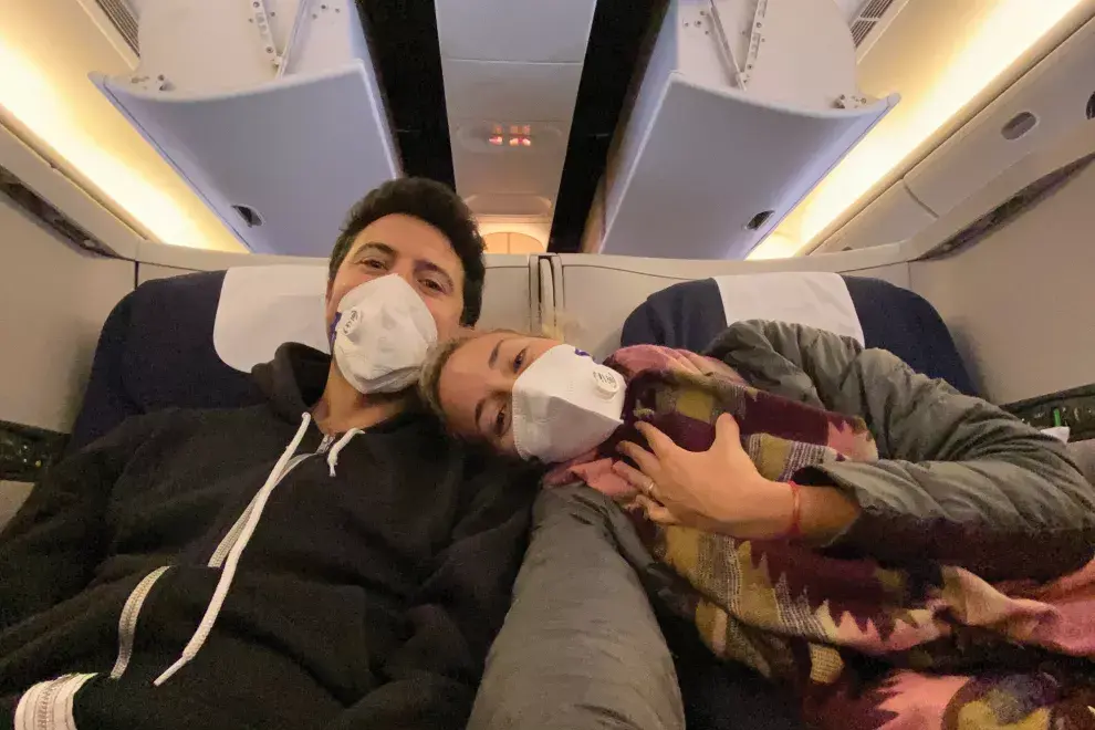 Por fin dentro del avión, por volver a casa.