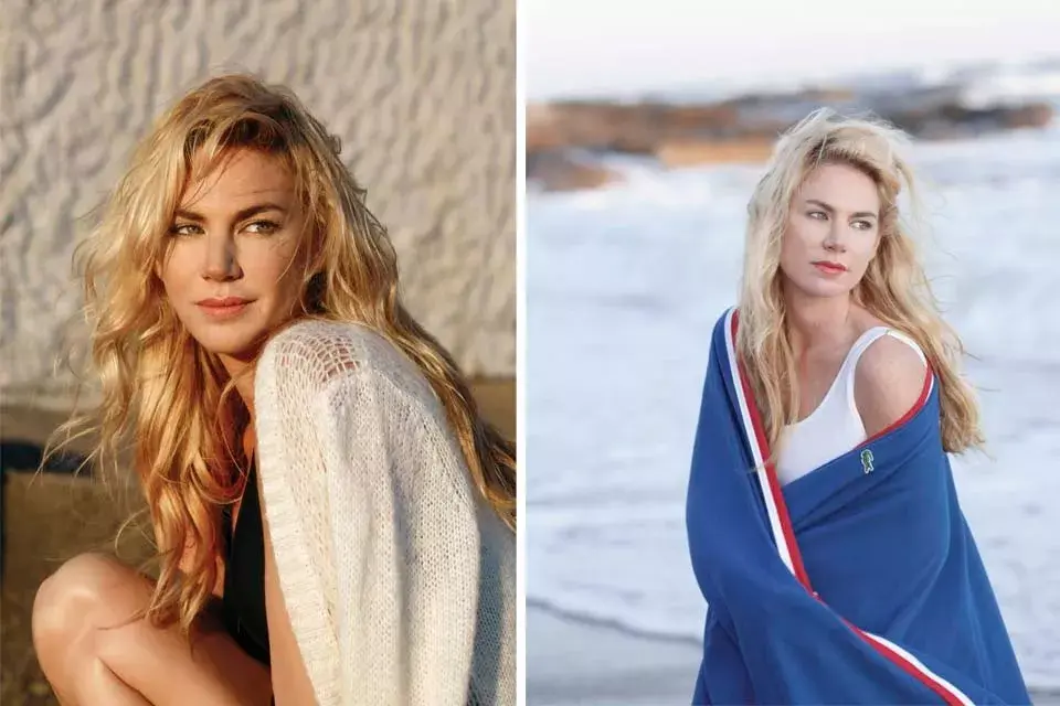 Derecha: traje de baño (Cacharel, $1900), poncho (Lacoste edición limitada)