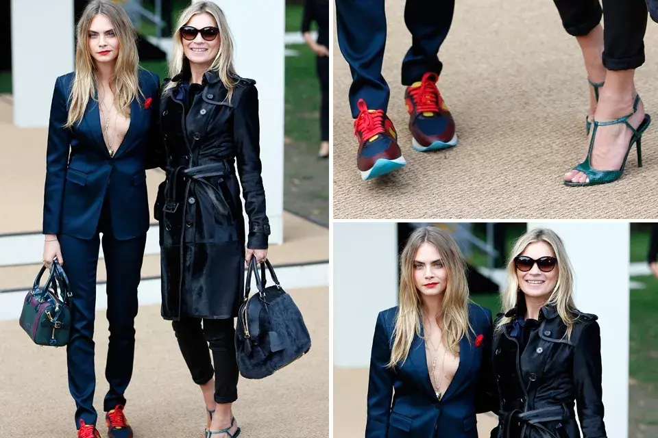 ¡Diosas indiscutidas! Cara Delevigne con look sporty Chic y Kate Moss, con trench y chupines negros