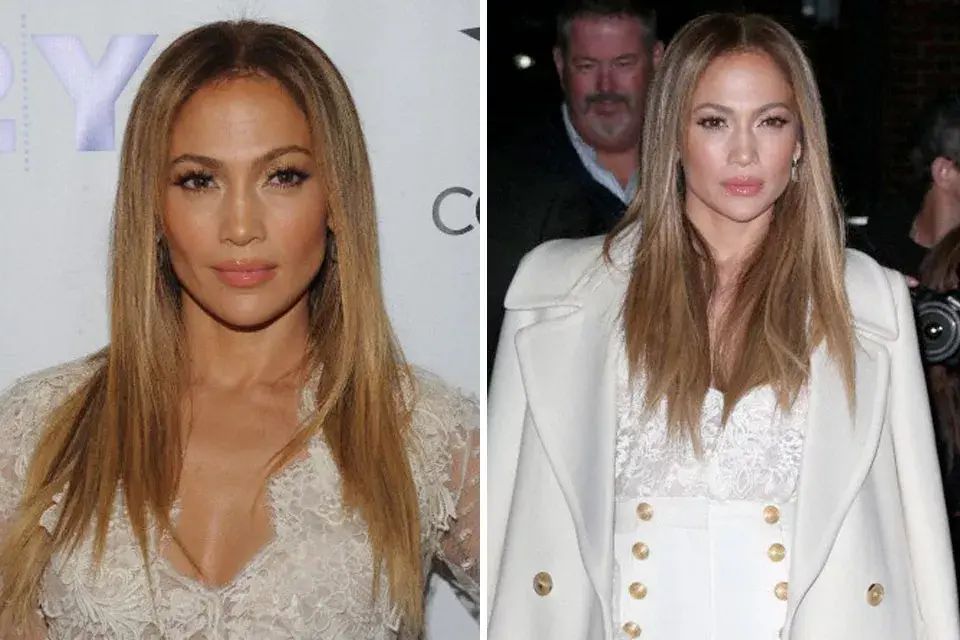 Pelo suelto, hiper lacio y raya al medio. Un look muy Kim Kardashian