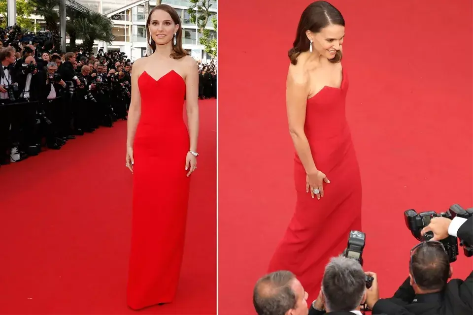 Natalie Portman fue fiel a Dior y eligió este vestido rojo sencillo con joyas de De Grisogono