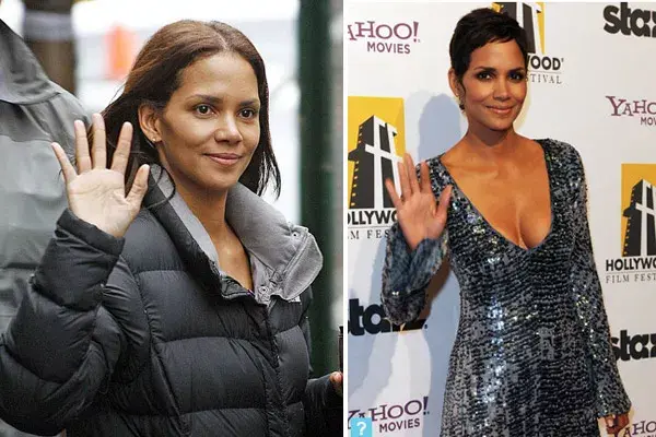 Halle Berry, con el mismo gesto, con y sin maquillaje
