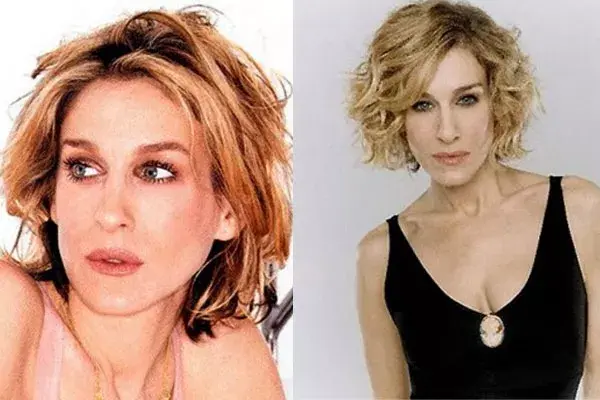 El pelo corto y con movimiento hacia los lados favorece al rostro alargado de Sarah Jessica Parker