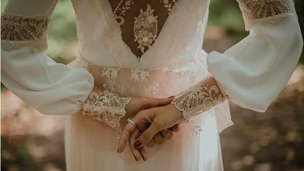 Detalle del vestido de novia de Estefanía