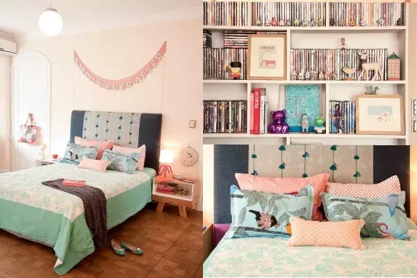 Mucho color pastel y aires retro para la habitación principal.