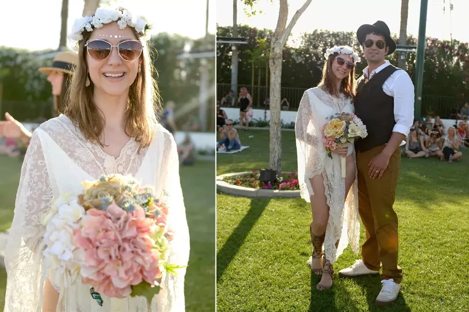 Más detalles de los looks de los novios. ¿Qué te parecen? ¡El vestido de novia nos parece muy polémico!