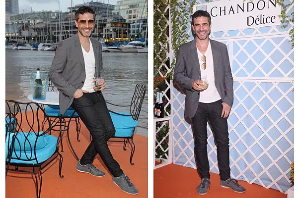 Bien por el look relajado con onda de Leonardo Sbaraglia para la presentación de Chandon Délice; ¡un bombonazo!