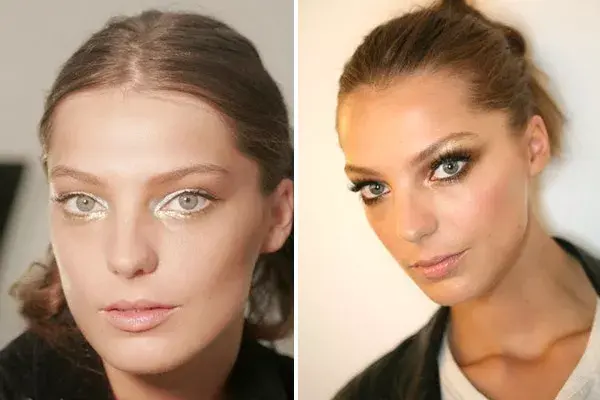 Maquillada para los desfiles de Chanel y Versace, respectivamente, en 2007
