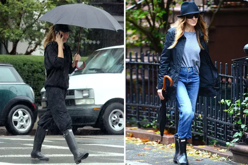 ¡Gisele Bündchen y Sarah Jessica Parker irreconocibles bajo la lluvia!