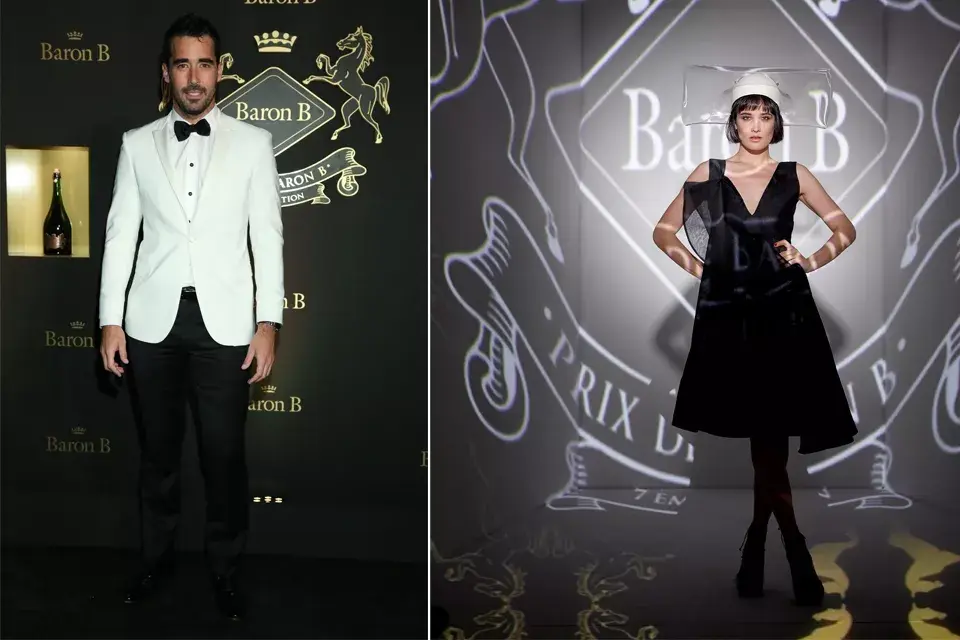 Nacho Viale optó por un look bicolor en blanco y negro. ¡Un 10! Y Flor Torrente , en la misma gama, eligió un vestido negro acampanado y un tocado moderno y minimalista