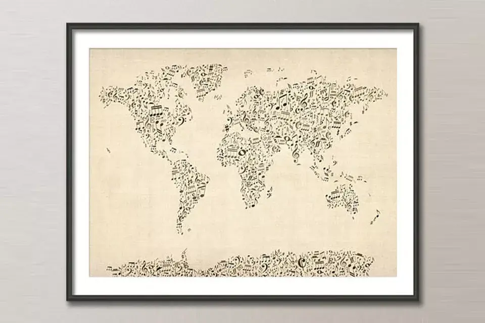 Por último, un mapa de notas musicales para ponerle onda a tu casa; ¿Qué te parece esta opción?