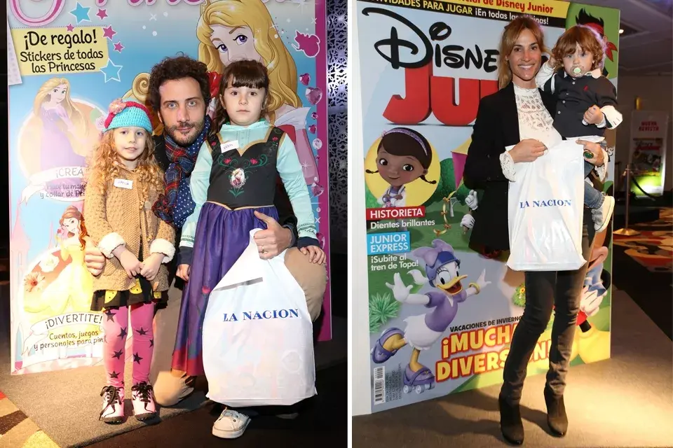 Luciano Cáceres y Lara Bernasconi llevaron a sus hijos al lanzamiento de las revistas Princesas y Disney Junior. ¡Nos copan los looks de las pequeñas Cáceres!