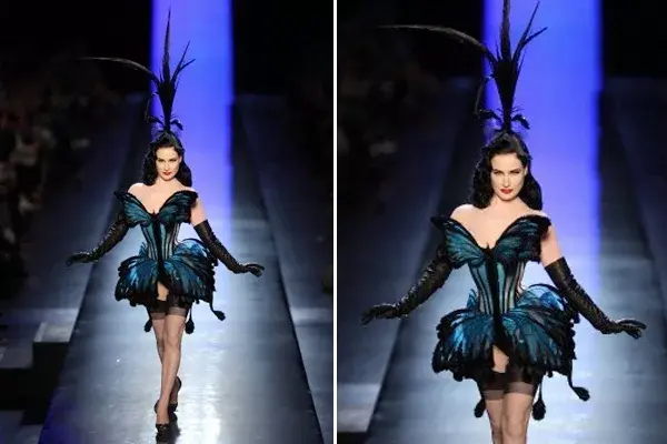 Una colección con plumas, colores, mitones largos y mcuhas mariposas