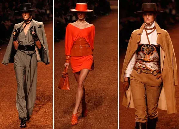 Para Hermès, Jean Paul Gaultier se inspiró en jinetes de aires flamencos en una colección donde abundaron los tonos tierra, ocre, gris y negro