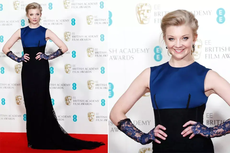 Natalie Dormer y un vestido que no nos convence. ¡Te vimos mucho más linda en otras ocasiones, Natalie! El peinado de señora mayor no ayuda tampoco