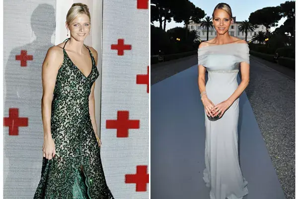 Dos vestidos, que si bien son muy lindos, que no ayudan a disimular sus hombros anchos de nadadora