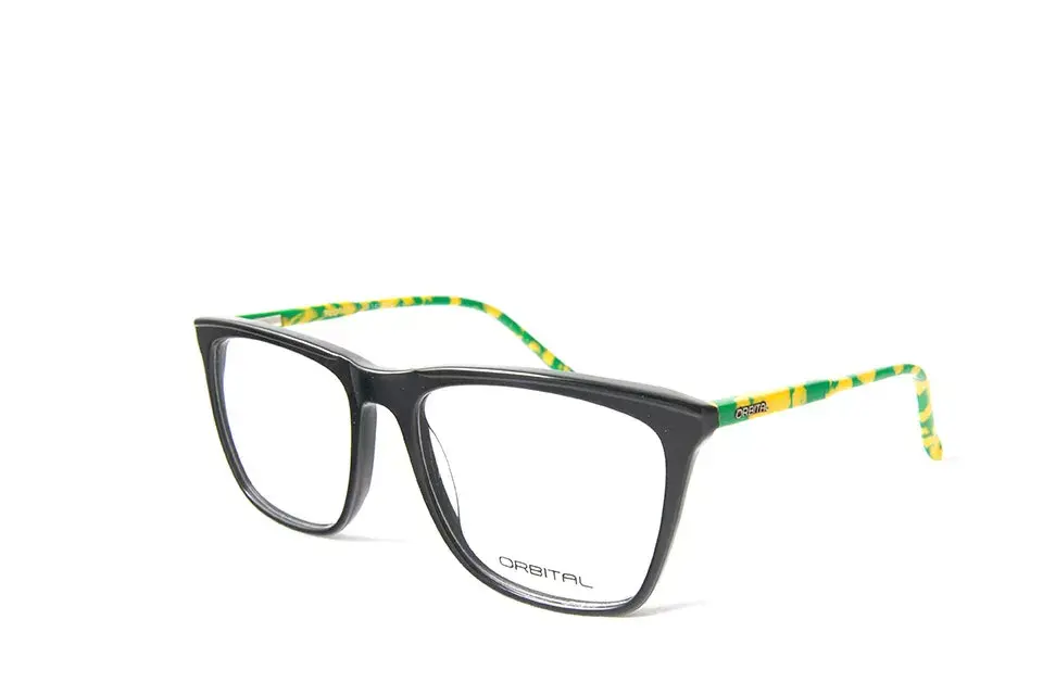 Bien grandes, con frente en negro y patilla en verde y amarillo (Orbital, $1.199)
