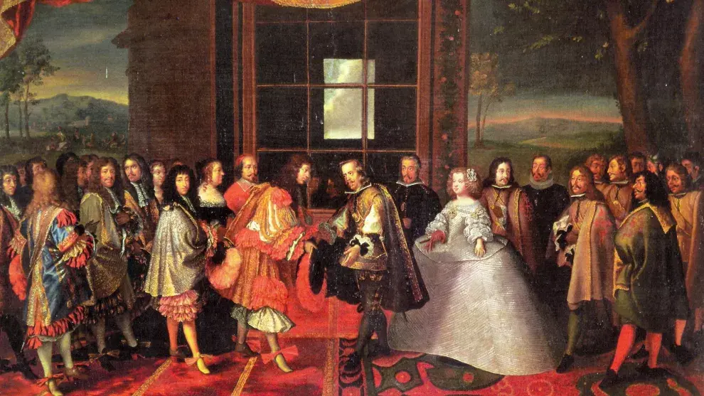 El encuentro entre Luis XIV y Felipe IV según Velázquez. Foto: Wikipedia