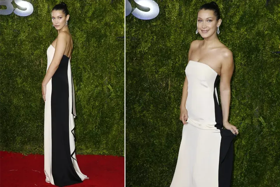 Bella Hadid eligió un Prabal Gurung en blanco y negro, bien minimalista. ¿Qué te parece?