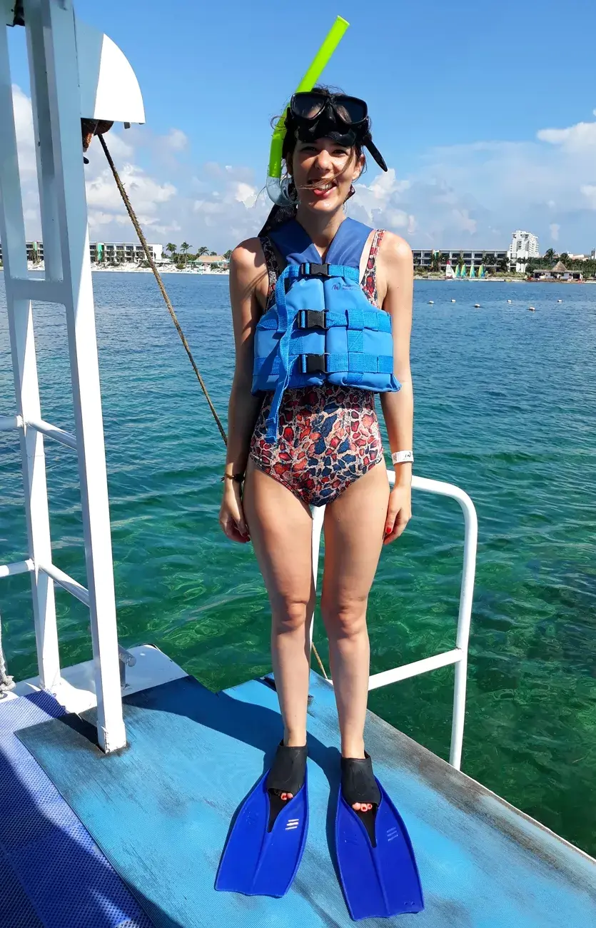 ¡Al agua pato! lista para un encuentro cercano con la fauna marina.