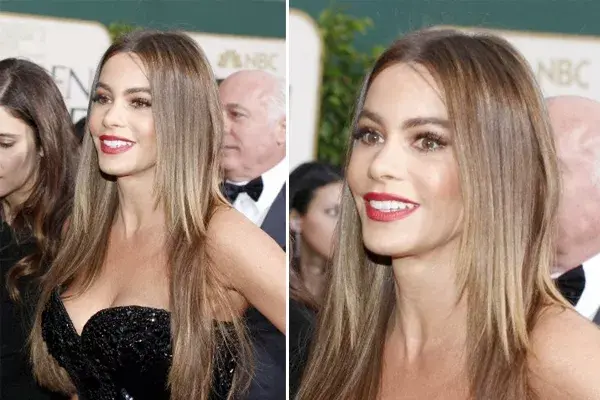 Con el pelo bien lacio y largo, asisitió a los Golden Globes este año. ¡Una diosa total!