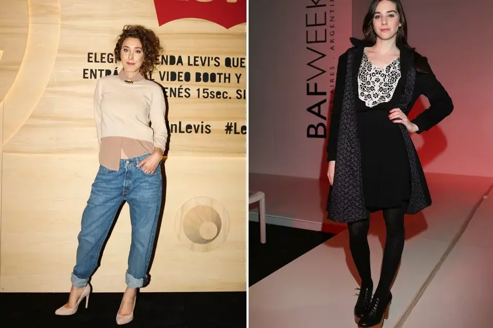 Anita Pauls con un look muy canchero: camisa y boyfriend jean con stilettos al tono. Por otro lado, María Abadi de negro y zapatos con plataforma de madera ¿Cuál de estos looks te gusta más?