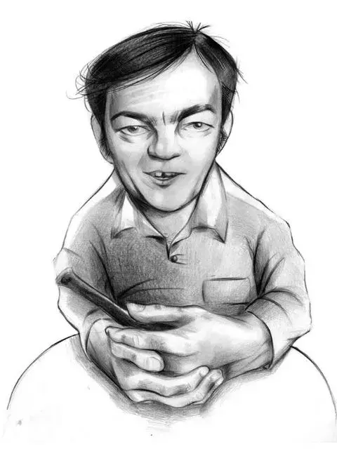 Un joven Julio Cortázar. Caricatura de Diego Parpaglione