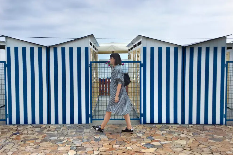 Los lockers de los balnearios de Santa Margherita son muy lindos y cancheros.