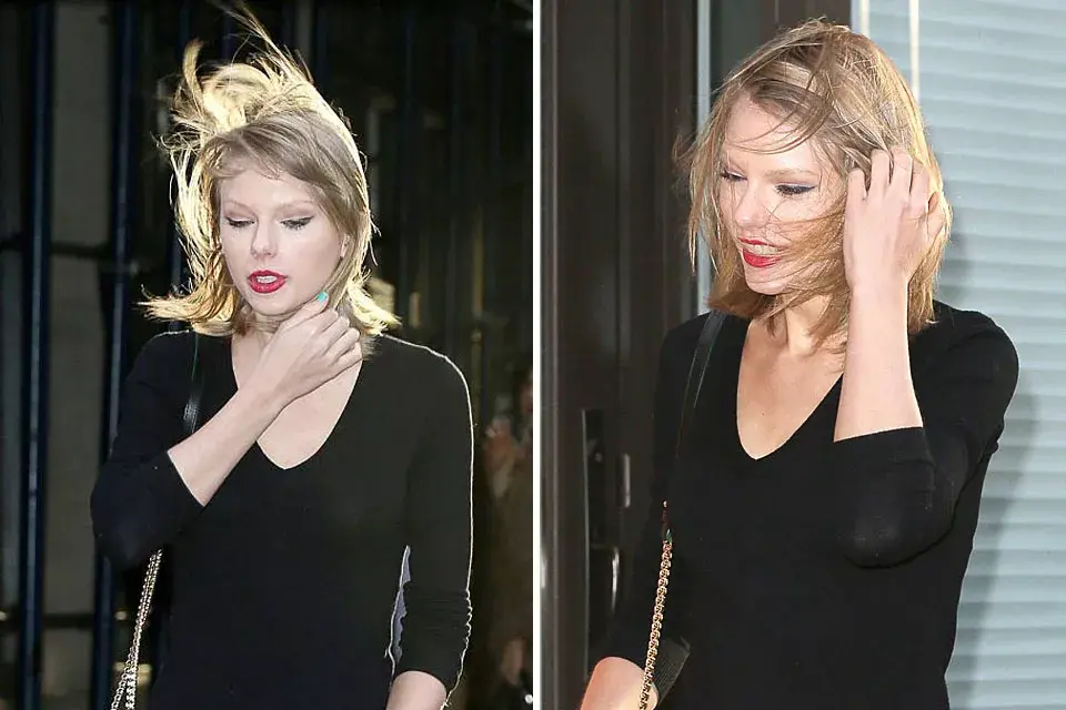 ¡El viento le hace un batido al pelo de Taylor Swift!