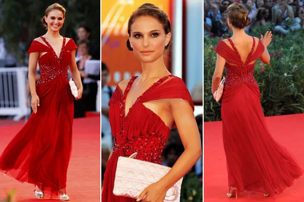 Impecable, con un diseño de Rodarte en rojo, en la premiere de Black Swan y en la inauguración del Festival de Cine de Venecia