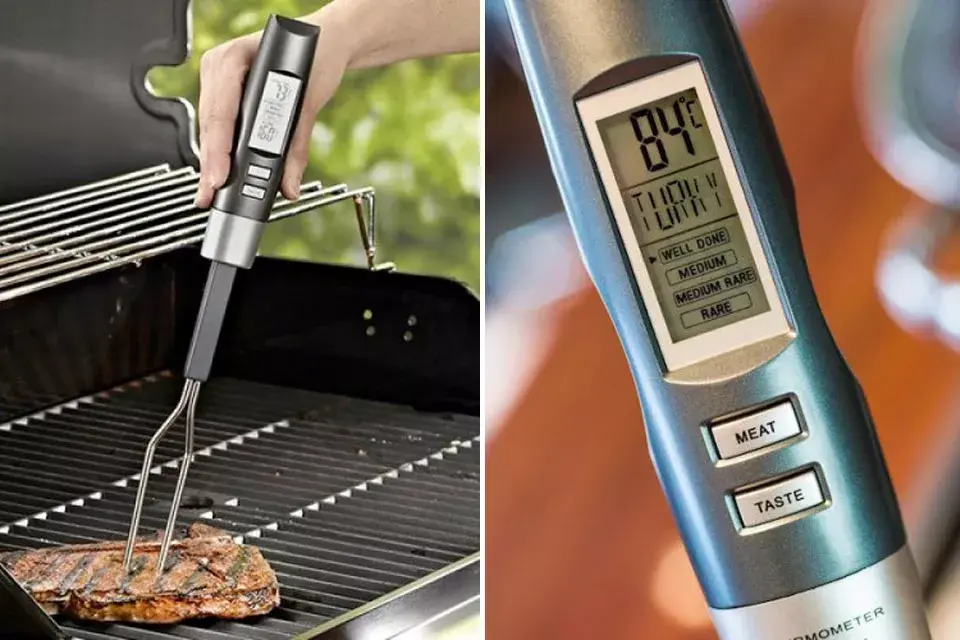 Un termómetro digital para preparar carnes perfectas de punto; ¡Pinchá la carne y al instante vas a saber si está lista!