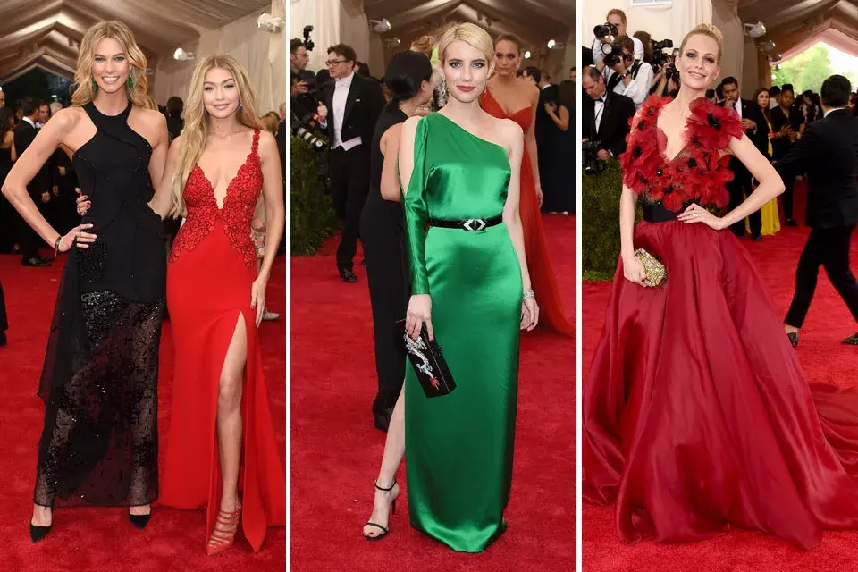 Opciones si las hay: Gigi Hadid y Karlie Kloss por Atelier Versace y Diane Von Furstenberg, respectivamente. La siguen Emma Roberts por Ralph Lauren y Poppy Delevigne, by Marchesa