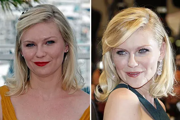 Kirsten Dunst eligió el mismo peinado para distintos eventos: un semirrecogido con flequillo al costado