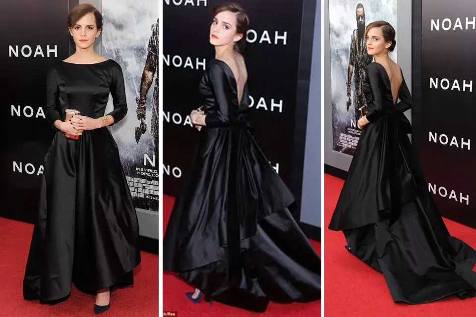 Emma Watson con un vestido negro, muy elegante, a principios de este año